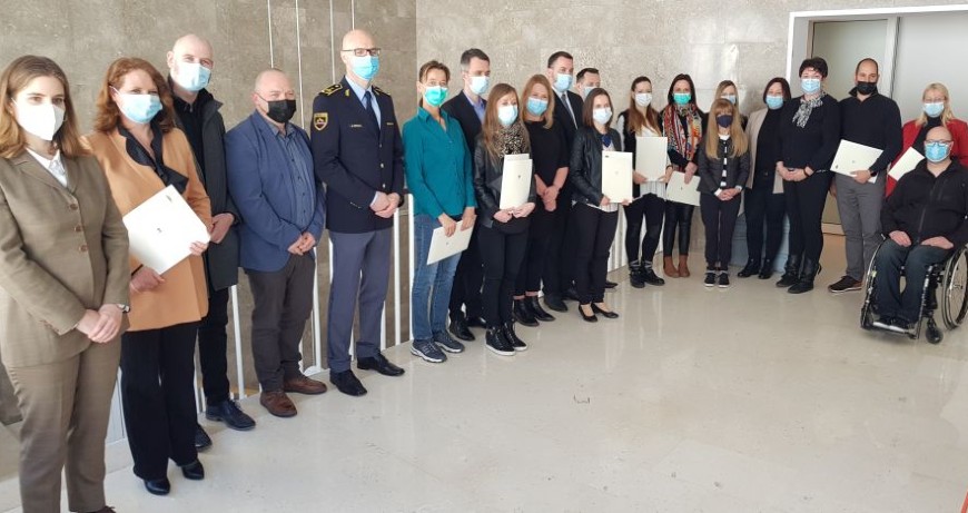 Representatives of the Slovenian Ministry of Justice and participants of the Forensic Interviewing training in the Barnahus premises.