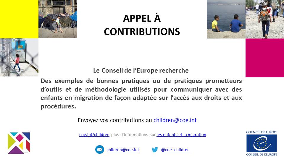 Conseil de l’Europe : appel à contributions d'exemples d'informations adaptées aux enfants en migration