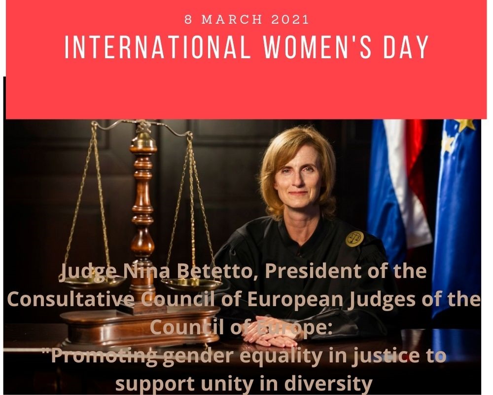 International Women’s Day 2021: promoting gender equality in justice to support unity in diversity